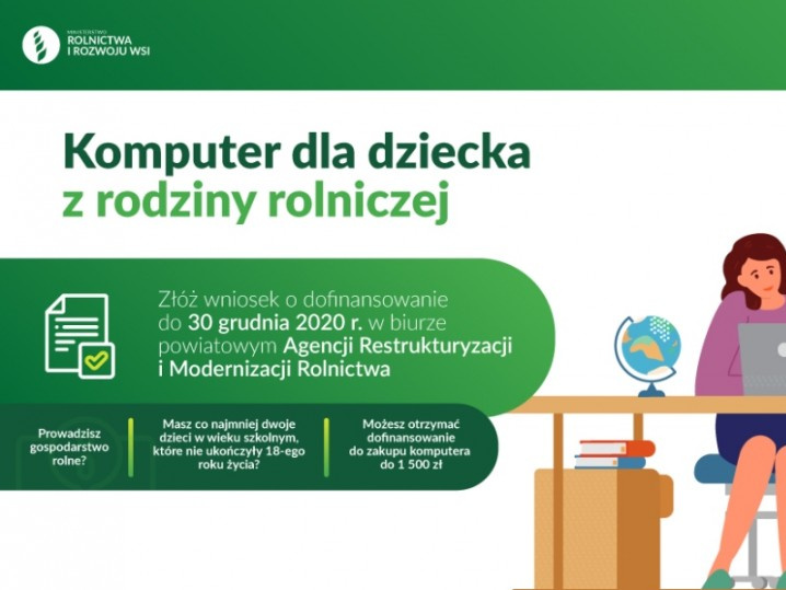 Grafika Dofinansowanie zakupu komputera dla dziecka z rodziny rolniczej