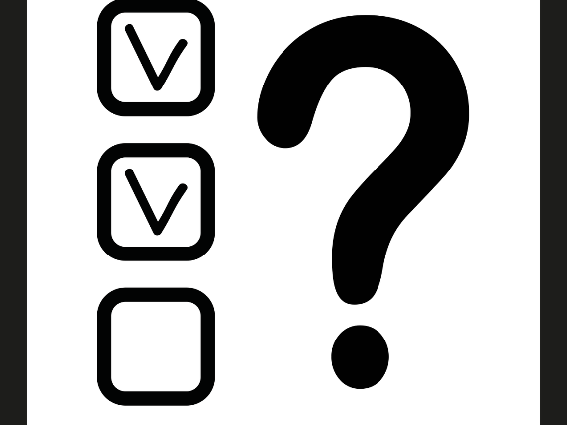 Grafika przedstawia pola do zaznaczenia i znak zapytania, fot. Pixabay
