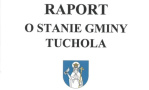 Herb Tucholi z napisem: Raport o stanie gminy Tuchola