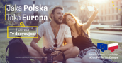 Grafika przedstawia parę młodych ludzi i tekst: jaka Polska - Taka Europa. 9 czerwca Ty decydujesz