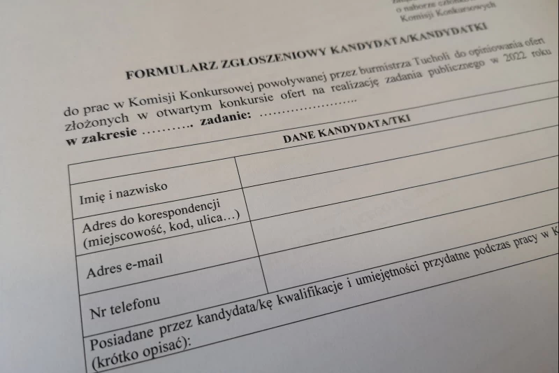 Na zdjęciu druk formularza zgłoszeniowego