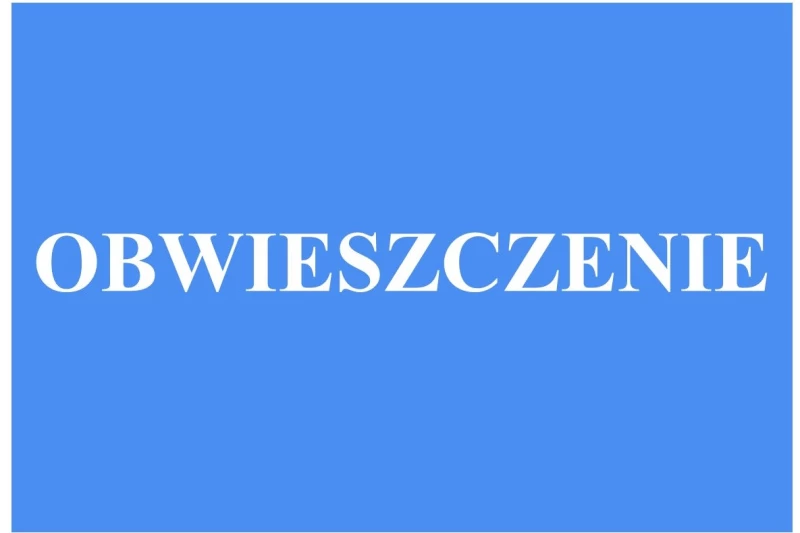 Grafika z napisem: obwieszczenie