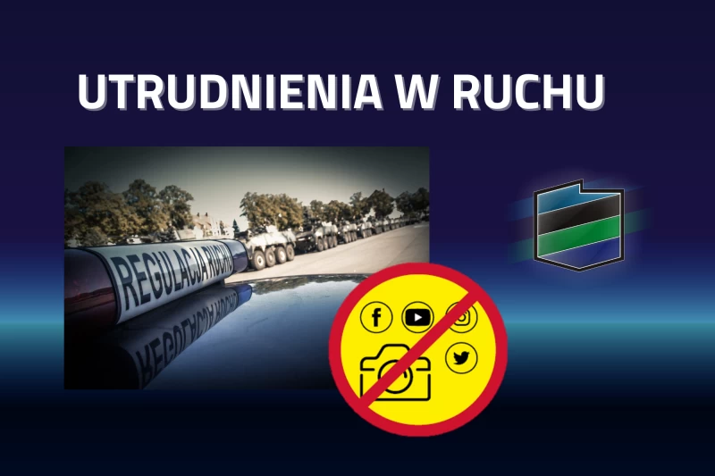 Grafika z napisem: utrudnienia w ruchu